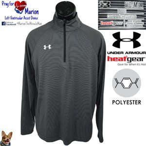 Under Armour Medium Black Gray Team Stripe 1/4 Zip Pullover Long Sleeve Shirt